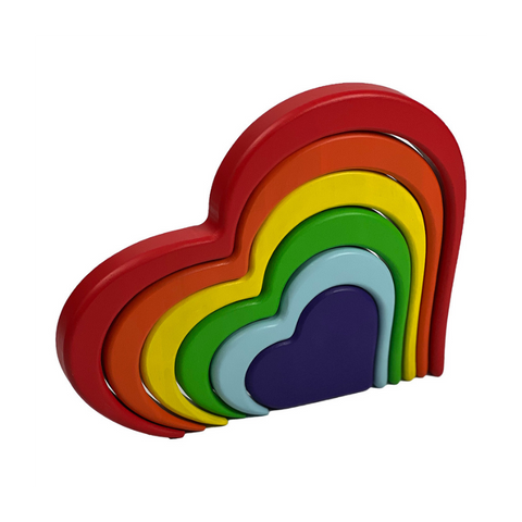 Brightly painted AVloves Rainbow heart in vibrant colors